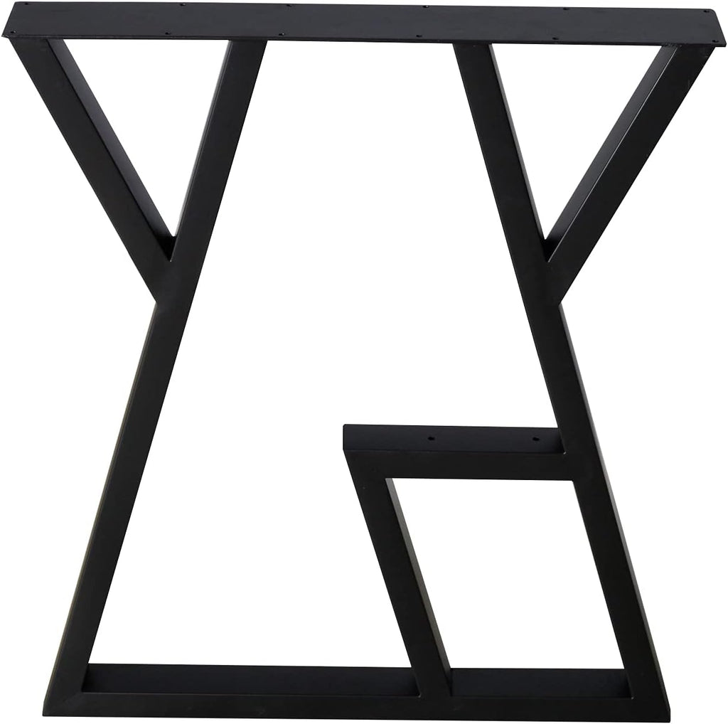 2 Pack Industrial Metal Furniture Legs 2 Tier 28” H x 24” W,DIY Decor Brackets Shelf,Coffee Dining Tables Legs,Desk Legs,Cocktail Table, Square Tube Leg Black