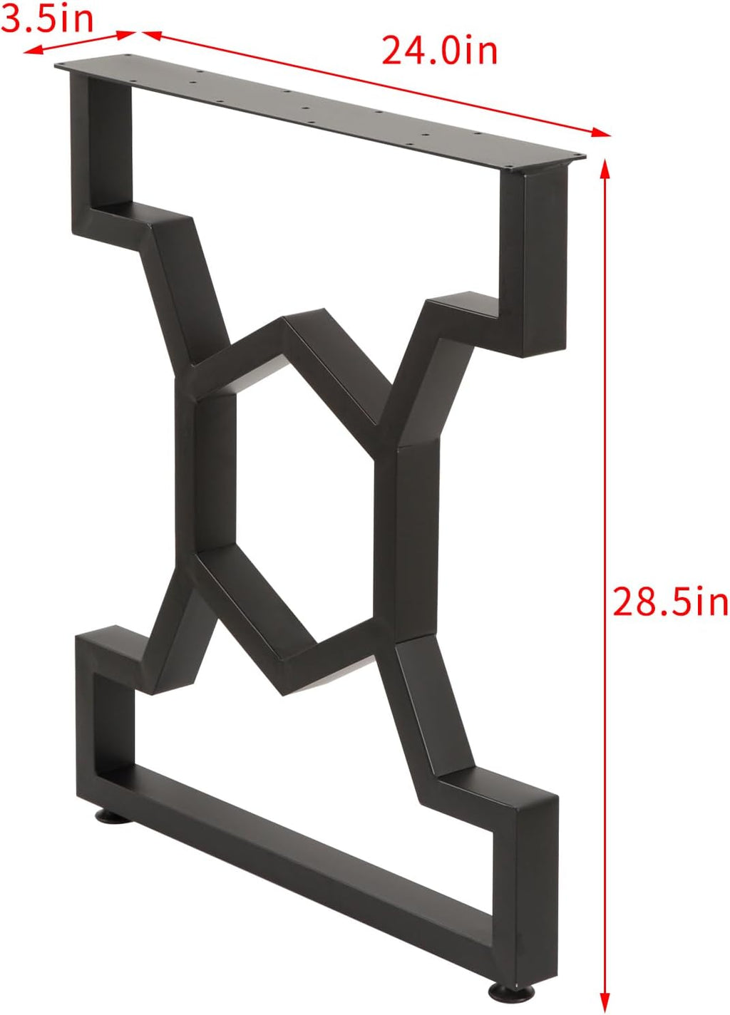 Table Legs 24inch, Heavy Duty Iron and Industrial Design, DIY Metal Furniture Legs for Bench Coffee Computer Dinning Table Office Desk Legs, Set of 2, Black