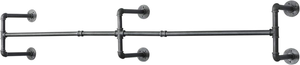 Clothes Rack Closet Rods for Hanging Clothes, Industrial Pipe Wall Mounted Garment Racks 73 in, Space-Saving Heavy Duty Hanging Cloth Rack for Closet Storage 6 Base