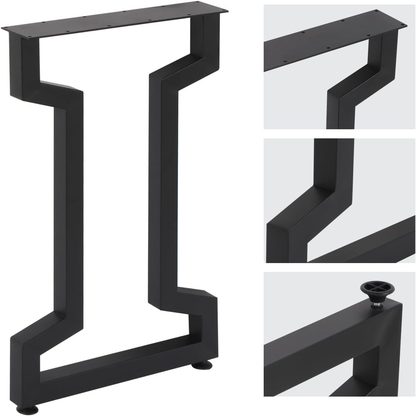 Metal Table Legs H28 x W17.7 Inch Heavy Duty Cast Iron Black Desk Legs DIY Coffee Table Legs, Office Table Legs Computer Desk Legs Country Style TableLegs, Set of 2