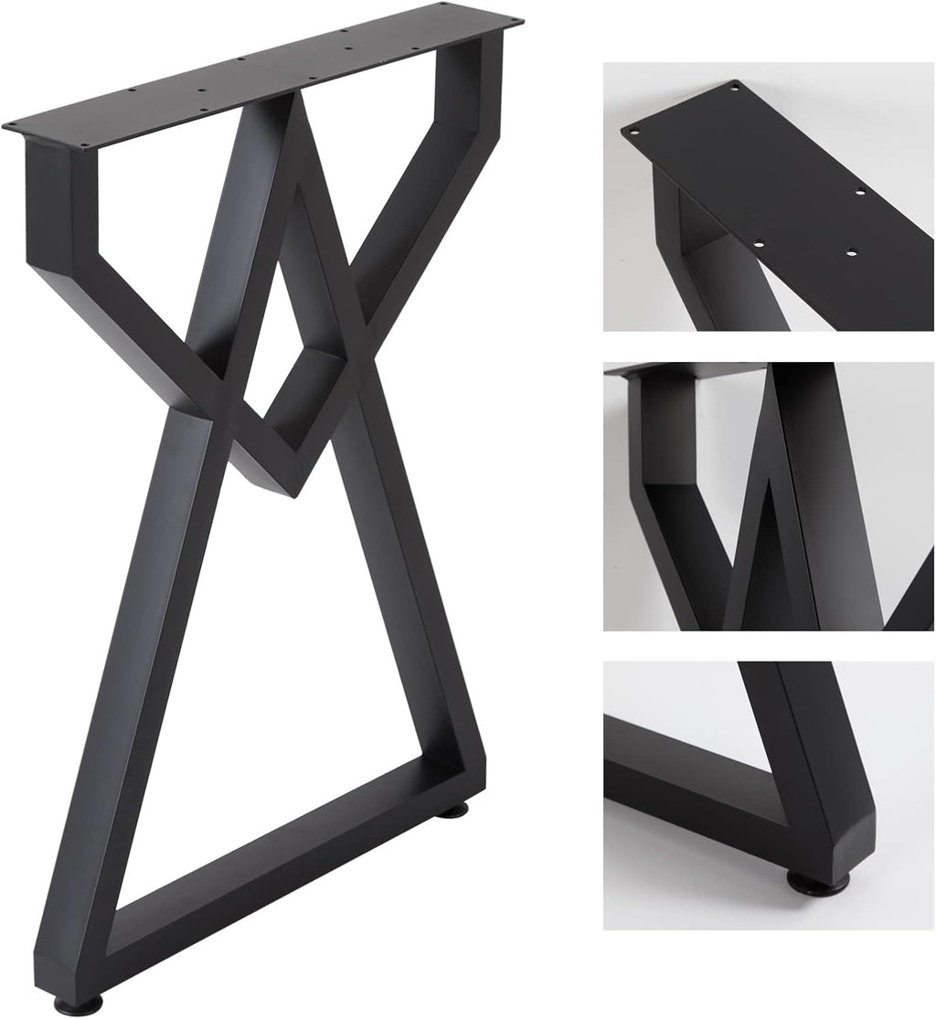 Table Legs [2 Pack] Metal Furniture Legs 28" X20" Cast Iron Bench Legs, Black Industrial Country Style Metal Dining Desk Legs Office Legs