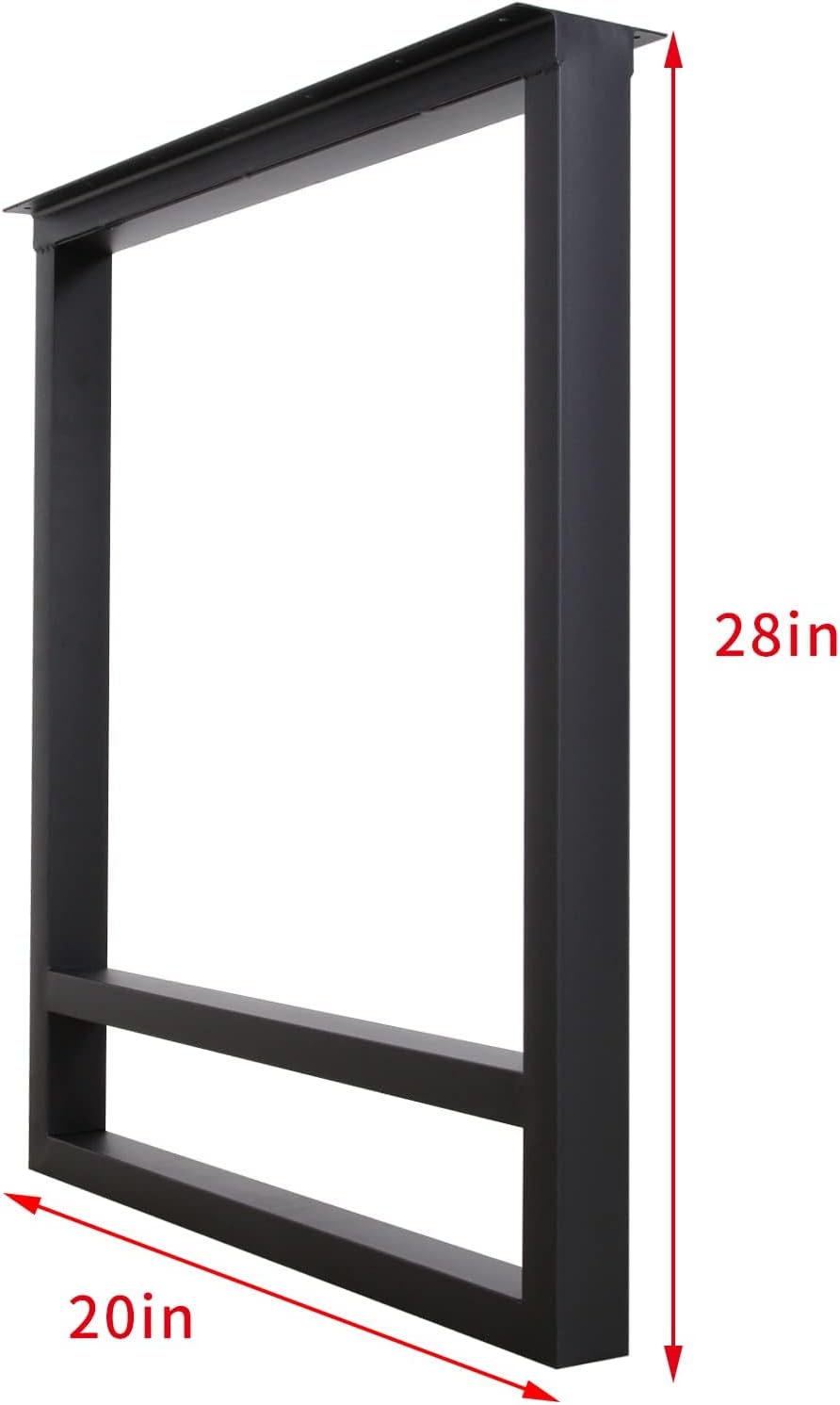 Set of 2 Metal Table Legs - Heavy Duty Square Tube Iron for Desk, Dining, Office - Steel Bench Legs Country Style DIY Furniture (28X20 inch)