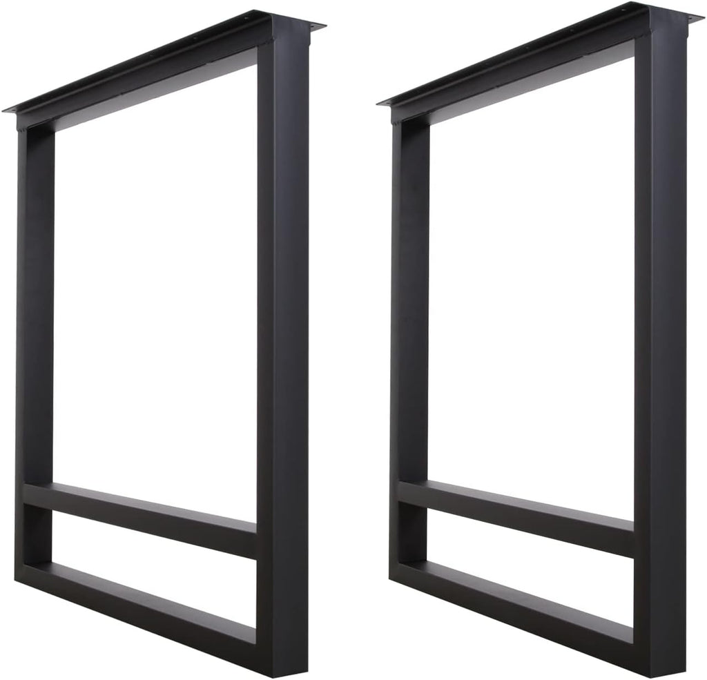 Set of 2 Metal Table Legs - Heavy Duty Square Tube Iron for Desk, Dining, Office - Steel Bench Legs Country Style DIY Furniture (28X20 inch)