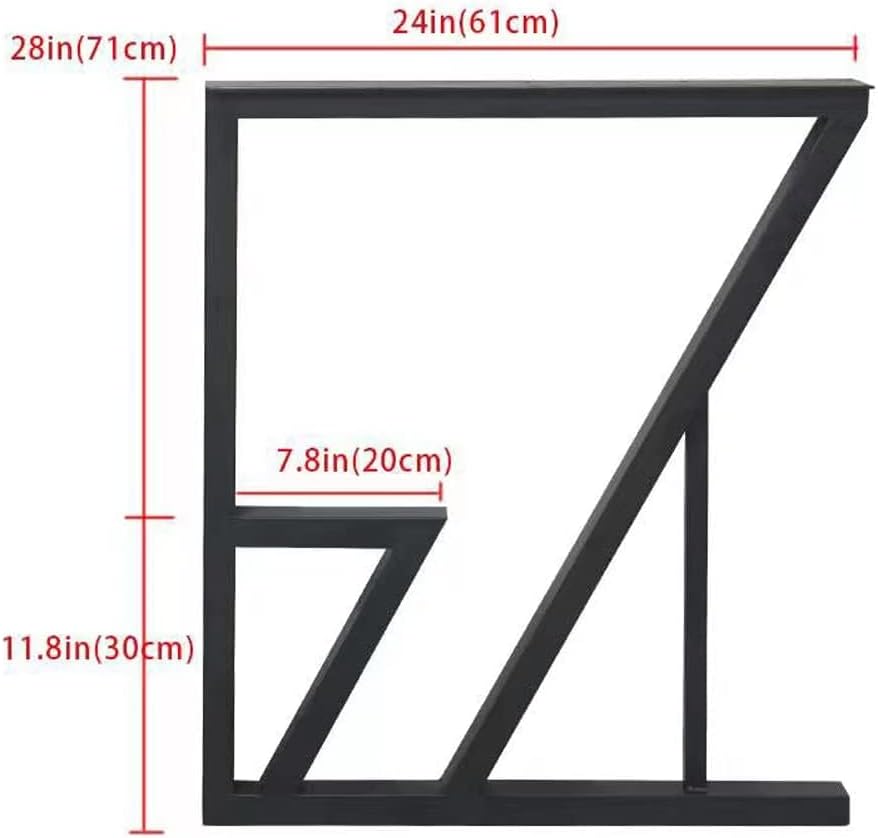 Metal Table Legs H28 x W24 Inch Black, Modern Dining/Office 2-Tier, DIY Computer Desk Country Style Iron Bench Legs, Set of 2