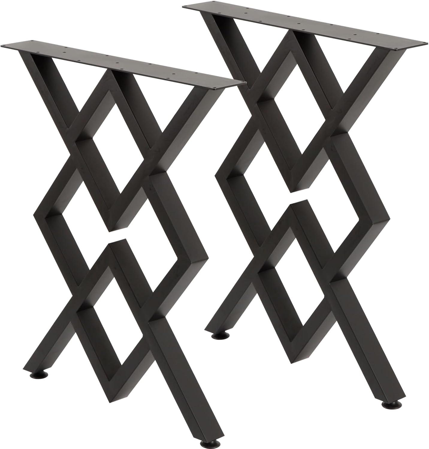 Metal Table Legs 28 inch, Dinning Table Legs Steel Desk Legs,Industrial & Rustic Style Heavy Duty Metal Furniture Legs for Desk, Set of 2, Black, DIY（No Desktop Included）