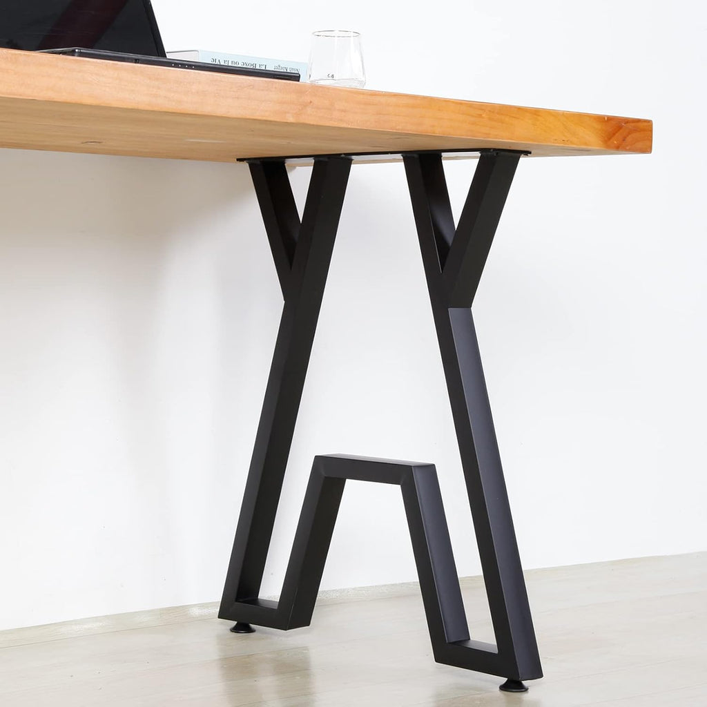 Metal Table Legs 28"X24" Desk Legs DIY Furniture Legs Set of 2, Heavy Duty Square Tube Iron Black Desk Leg for Dining Table, Computer Desk, Workbench