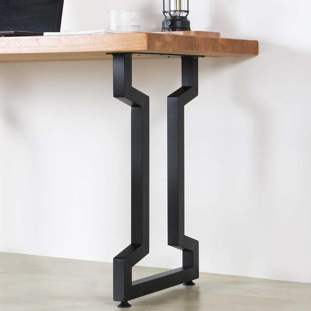 Metal Table Legs H28 x W17.7 Inch Heavy Duty Cast Iron Black Desk Legs DIY Coffee Table Legs, Office Table Legs Computer Desk Legs Country Style TableLegs, Set of 2
