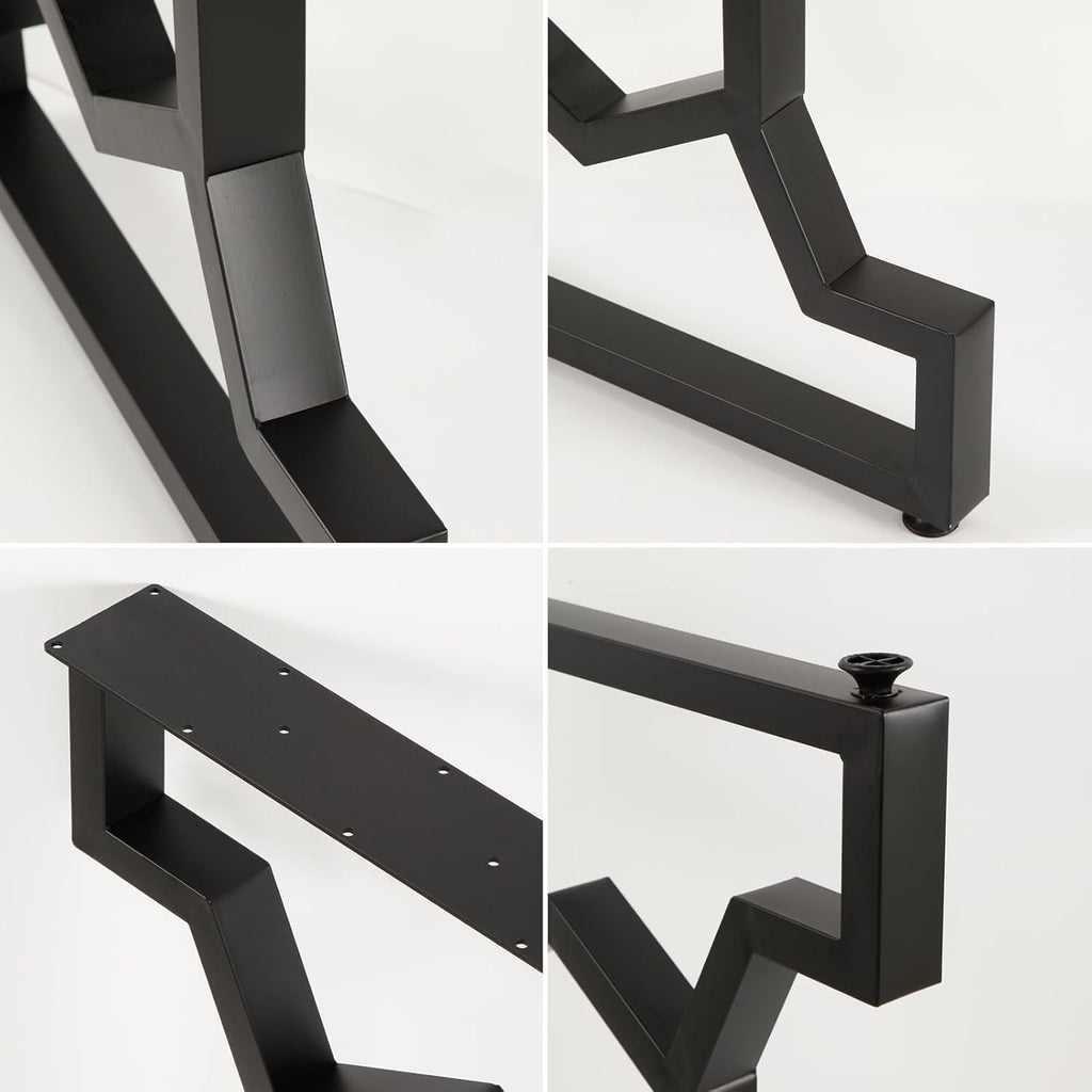 Table Legs 24inch, Heavy Duty Iron and Industrial Design, DIY Metal Furniture Legs for Bench Coffee Computer Dinning Table Office Desk Legs, Set of 2, Black