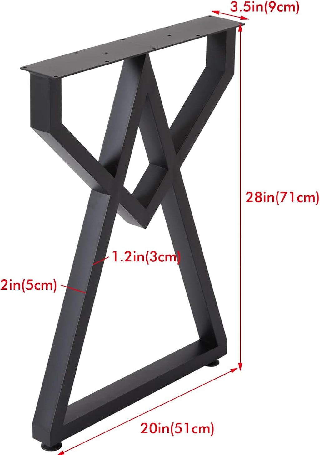Table Legs [2 Pack] Metal Furniture Legs 28" X20" Cast Iron Bench Legs, Black Industrial Country Style Metal Dining Desk Legs Office Legs