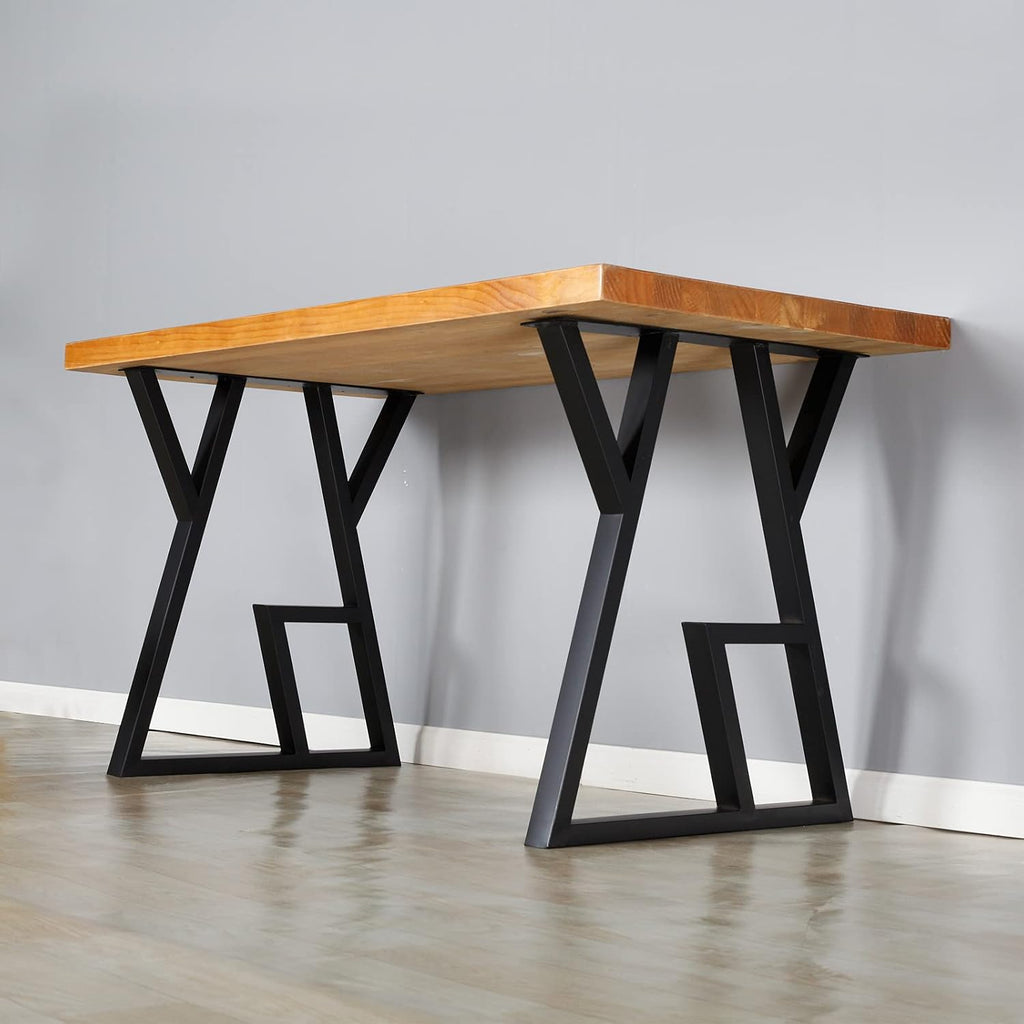 2 Pack Industrial Metal Furniture Legs 2 Tier 28” H x 24” W,DIY Decor Brackets Shelf,Coffee Dining Tables Legs,Desk Legs,Cocktail Table, Square Tube Leg Black