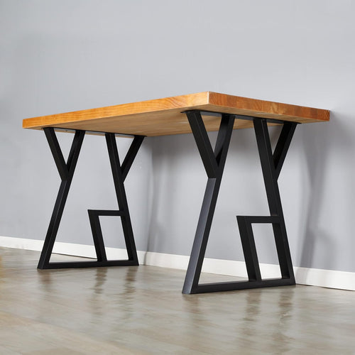 2 Pack Industrial Metal Furniture Legs 2 Tier 28” H x 24” W,DIY Decor Brackets Shelf,Coffee Dining Tables Legs,Desk Legs,Cocktail Table, Square Tube Leg Black
