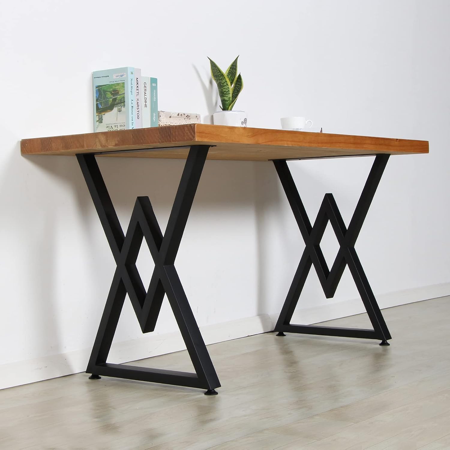 Metal Table Legs 28" X17.7" Cast Iron Bench Legs, Heavy Duty Metal Desk Legs Set of 2, Industrial Country Style Computer Table, Office Leg -Black