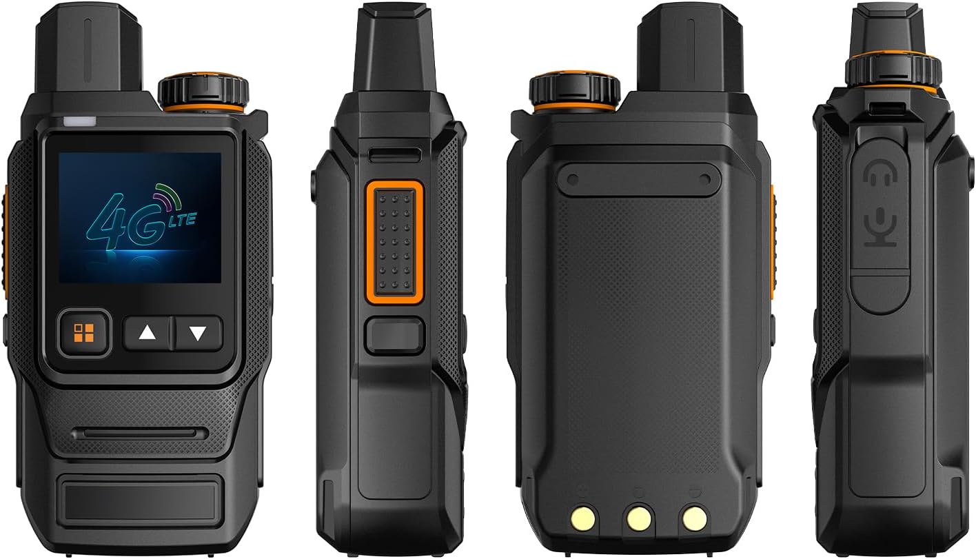 Global Walkie Talkies Unlimited Range Nationwide PTT 4G LTE PoC Two Way Radios Long Range - 5000mAh Type-C Battery with SIM Cards (2 Pack)