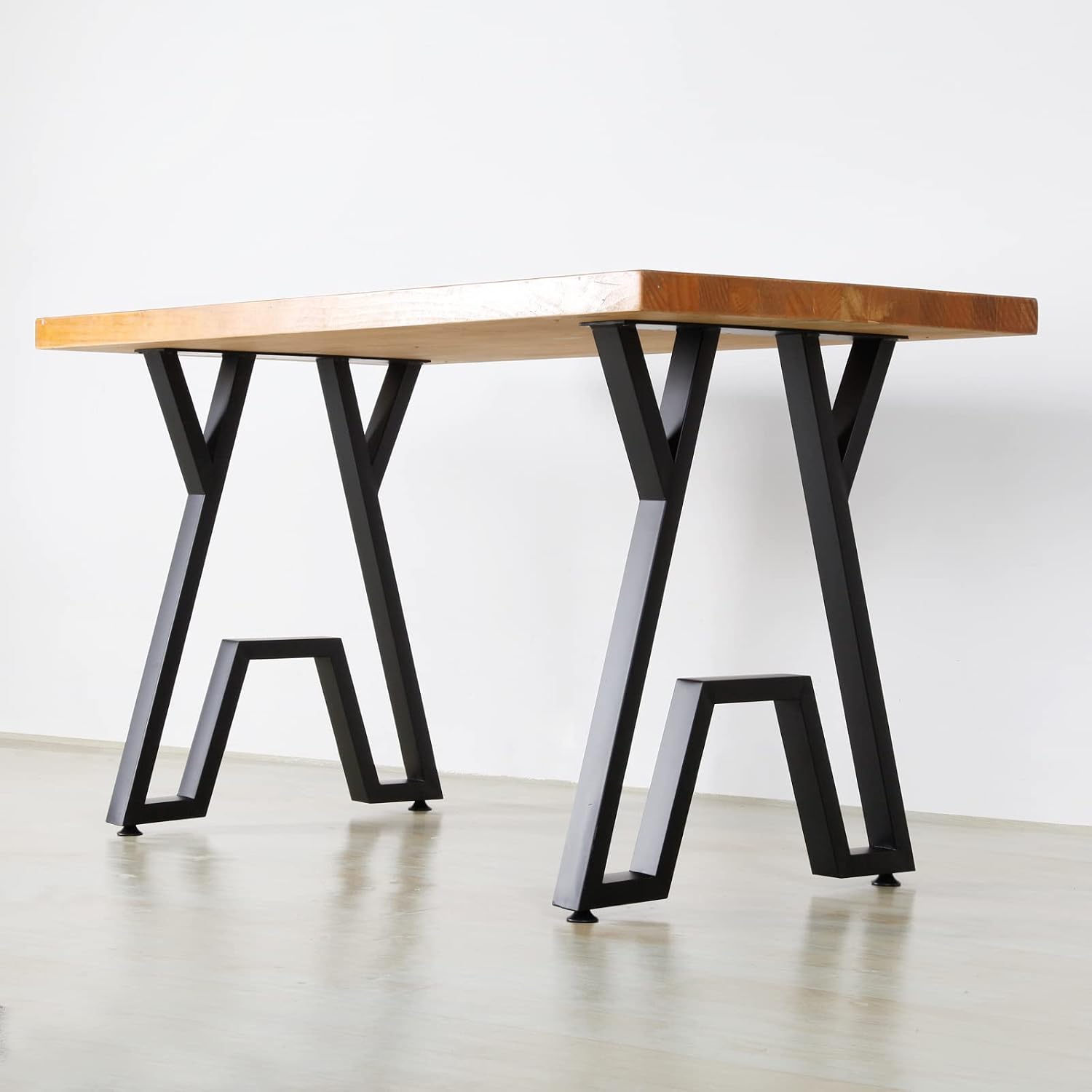 Metal Table Legs 28"X24" Desk Legs DIY Furniture Legs Set of 2, Heavy Duty Square Tube Iron Black Desk Leg for Dining Table, Computer Desk, Workbench