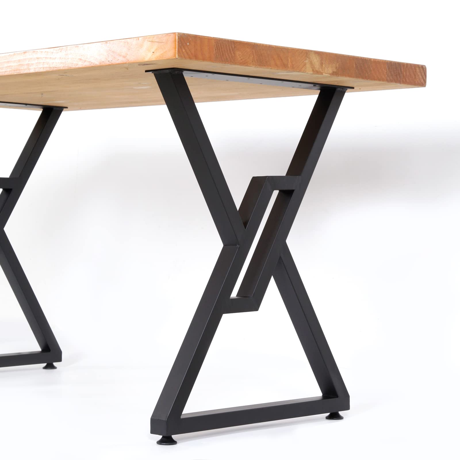 2 Pack Industrial Metal Furniture Legs 2 Tier 28” H x 24” W,DIY Decor Brackets Shelf,Coffee Dining Tables Legs,Desk Legs,Cocktail Table, Square Tube Leg Black