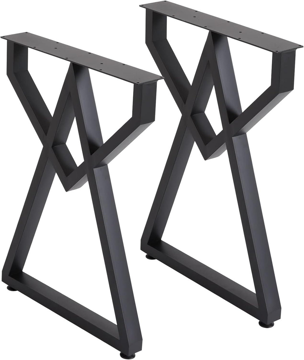 Table Legs [2 Pack] Metal Furniture Legs 28" X20" Cast Iron Bench Legs, Black Industrial Country Style Metal Dining Desk Legs Office Legs