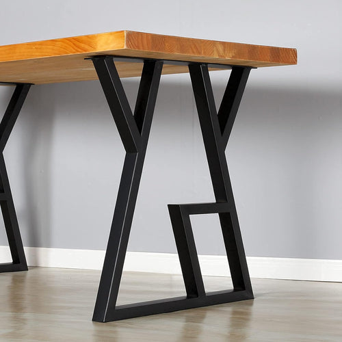 2 Pack Industrial Metal Furniture Legs 2 Tier 28” H x 24” W,DIY Decor Brackets Shelf,Coffee Dining Tables Legs,Desk Legs,Cocktail Table, Square Tube Leg Black
