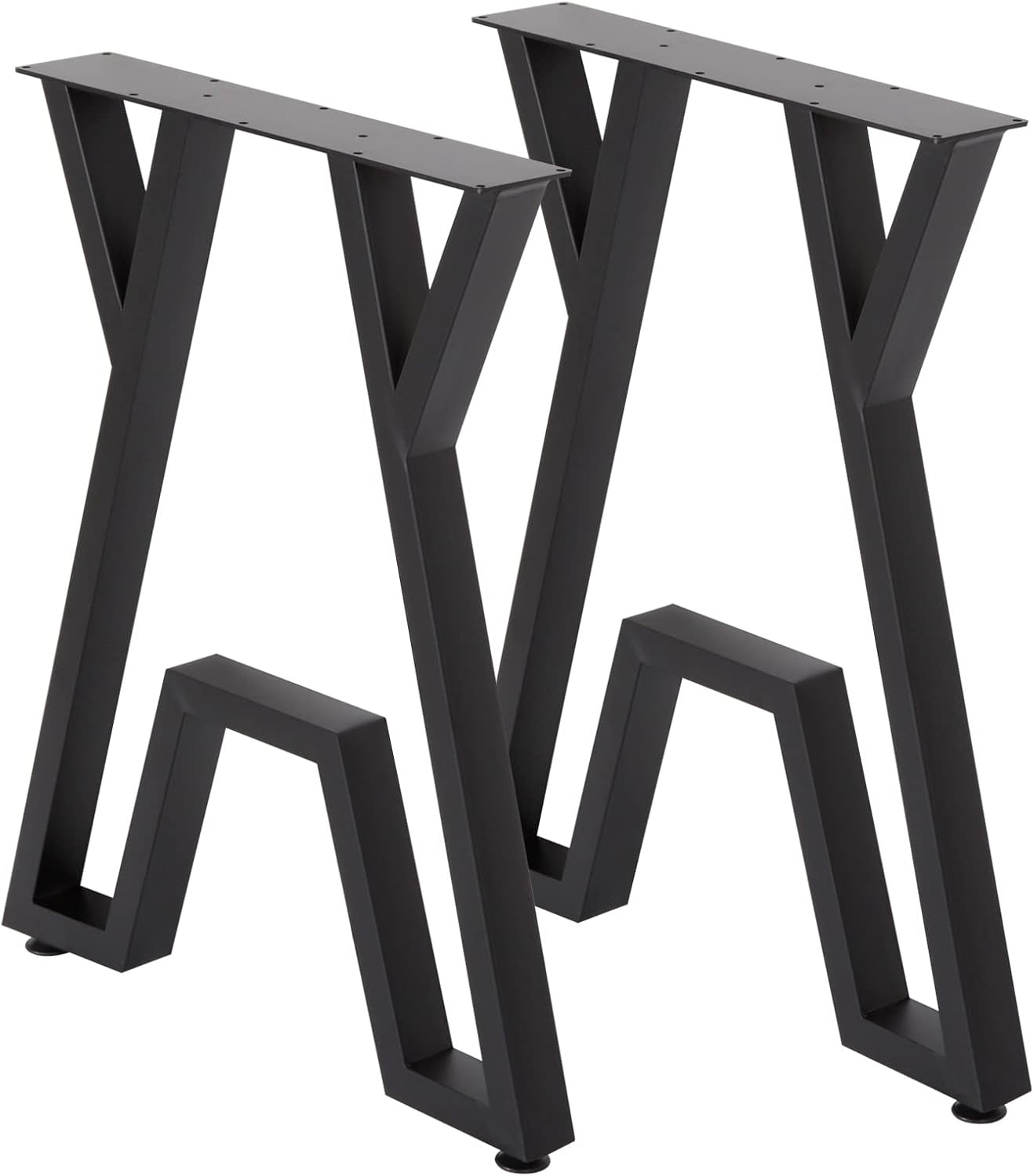 Metal Table Legs 28"X24" Desk Legs DIY Furniture Legs Set of 2, Heavy Duty Square Tube Iron Black Desk Leg for Dining Table, Computer Desk, Workbench