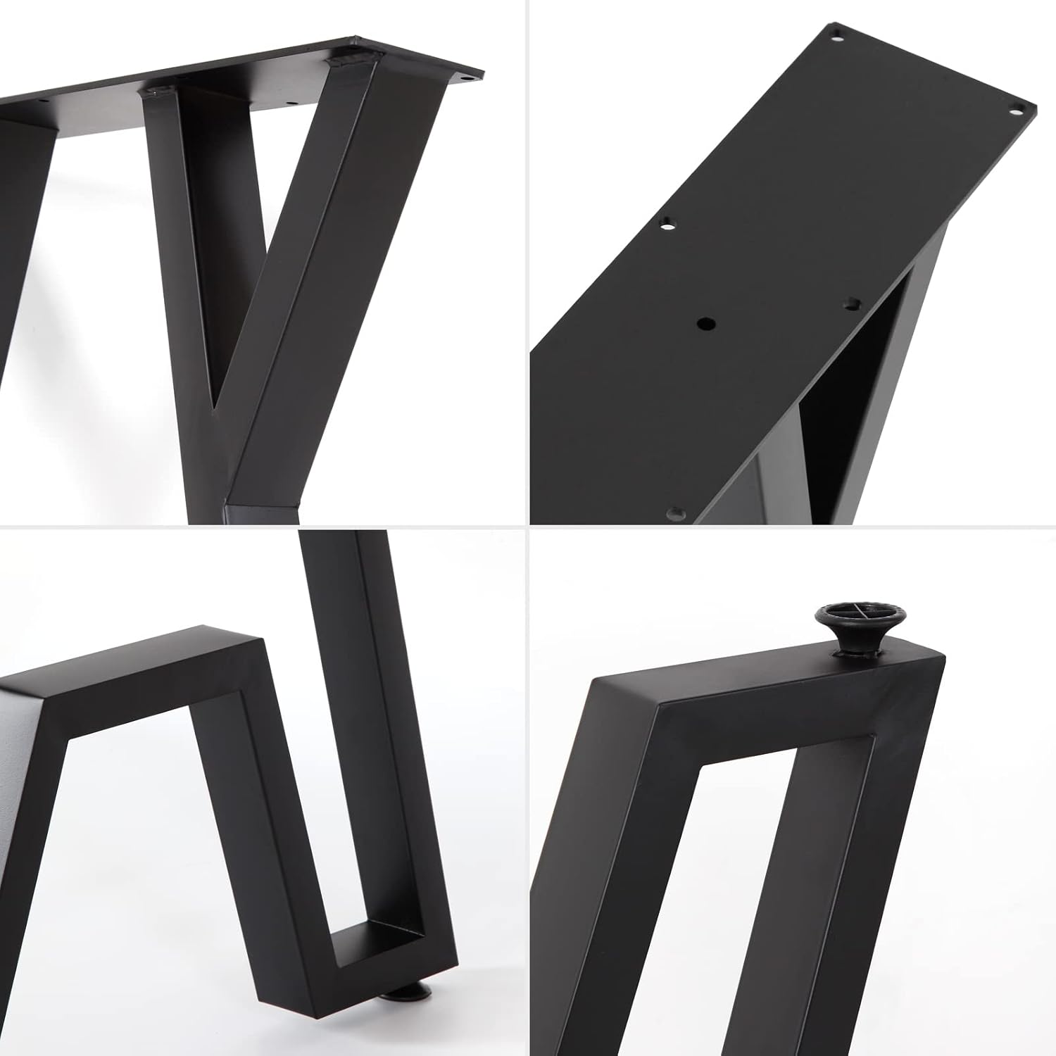 Metal Table Legs 28"X24" Desk Legs DIY Furniture Legs Set of 2, Heavy Duty Square Tube Iron Black Desk Leg for Dining Table, Computer Desk, Workbench