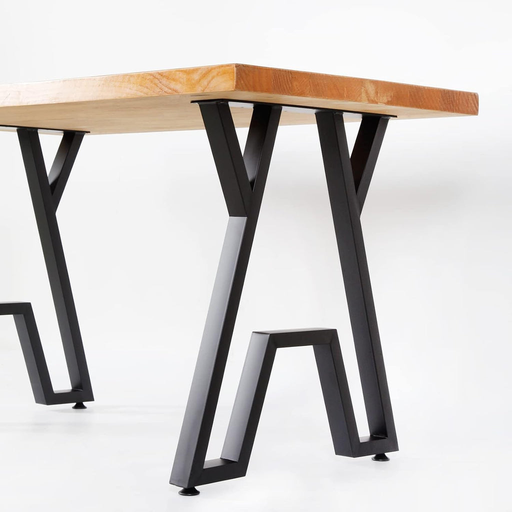 Metal Table Legs 28"X24" Desk Legs DIY Furniture Legs Set of 2, Heavy Duty Square Tube Iron Black Desk Leg for Dining Table, Computer Desk, Workbench