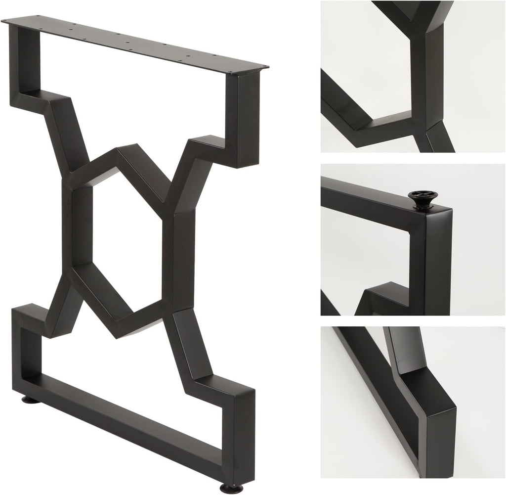 Table Legs 24inch, Heavy Duty Iron and Industrial Design, DIY Metal Furniture Legs for Bench Coffee Computer Dinning Table Office Desk Legs, Set of 2, Black