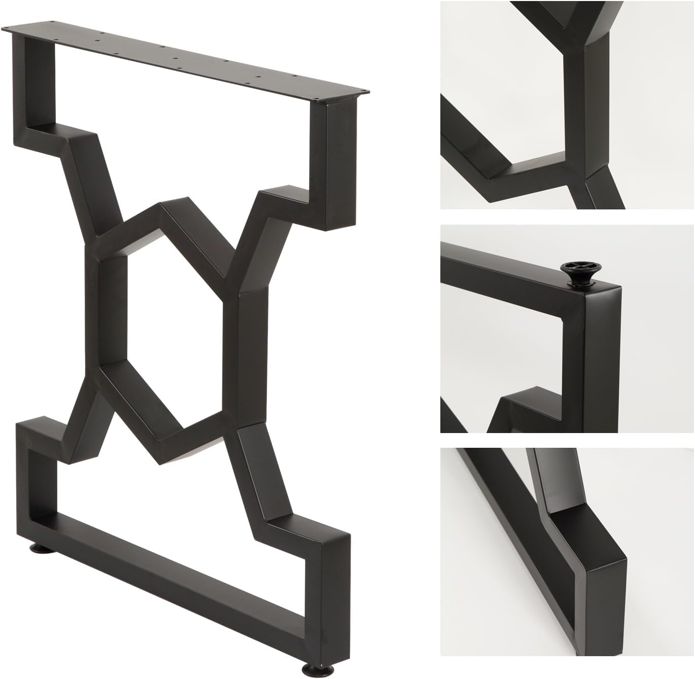 Table Legs 24inch, Heavy Duty Iron and Industrial Design, DIY Metal Furniture Legs for Bench Coffee Computer Dinning Table Office Desk Legs, Set of 2, Black
