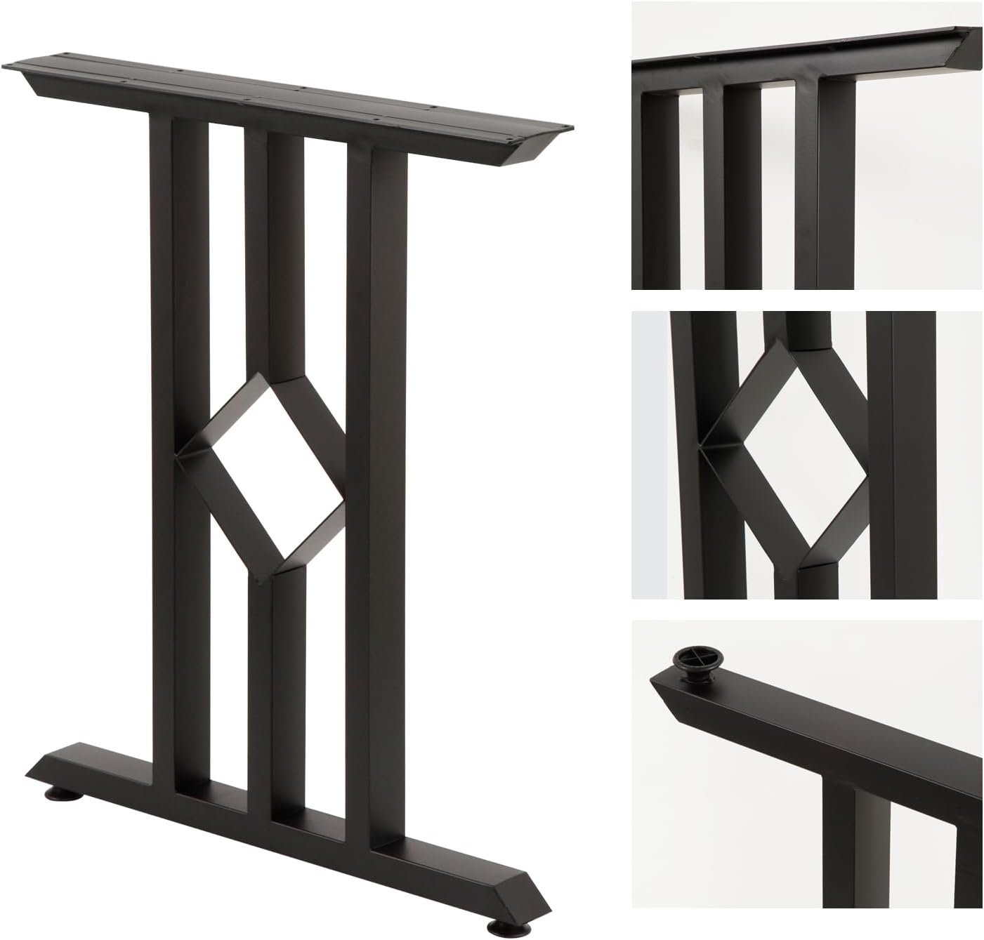 28" Furniture Legs Metal Table Legs, Heavy Duty Tube Iron Desk Legs for Furniture, Stool or Chairs, Coffee Table Legs, Black, Set of 2