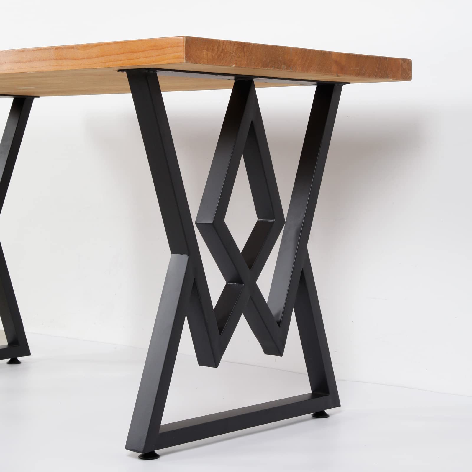 2 Pack Industrial Metal Furniture Legs 2 Tier 28” H x 24” W,DIY Decor Brackets Shelf,Coffee Dining Tables Legs,Desk Legs,Cocktail Table, Square Tube Leg Black