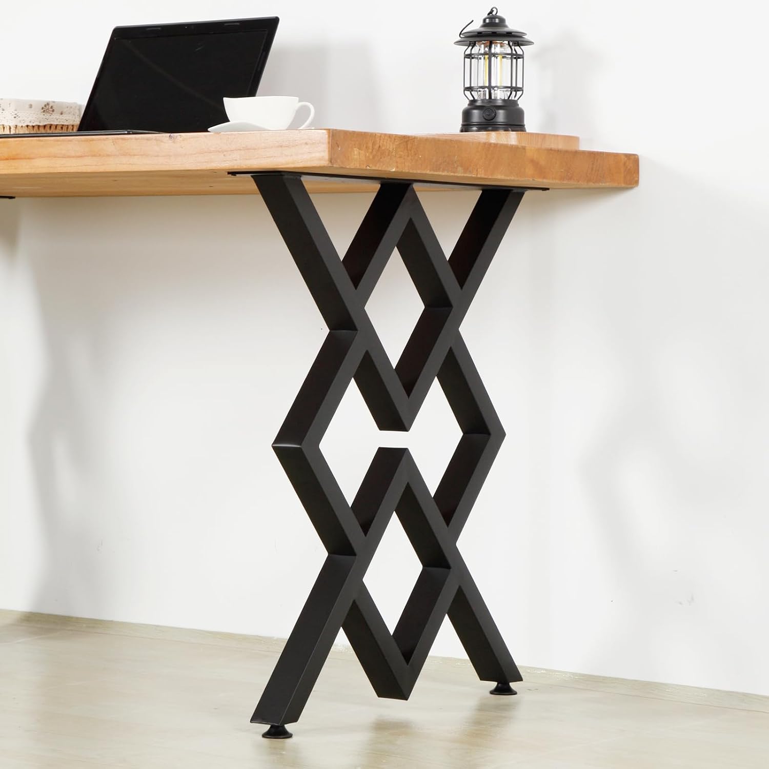 Metal Table Legs 28 inch, Dinning Table Legs Steel Desk Legs,Industrial & Rustic Style Heavy Duty Metal Furniture Legs for Desk, Set of 2, Black, DIY（No Desktop Included）