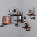 Industrial Rustic Pipe Shelving Floating Shelves Wall Mounted, 5 Laye Modern Wood Ladder Pipe Wall Shelf for Bar Living Room DIY Storage Shelving Bookcase
