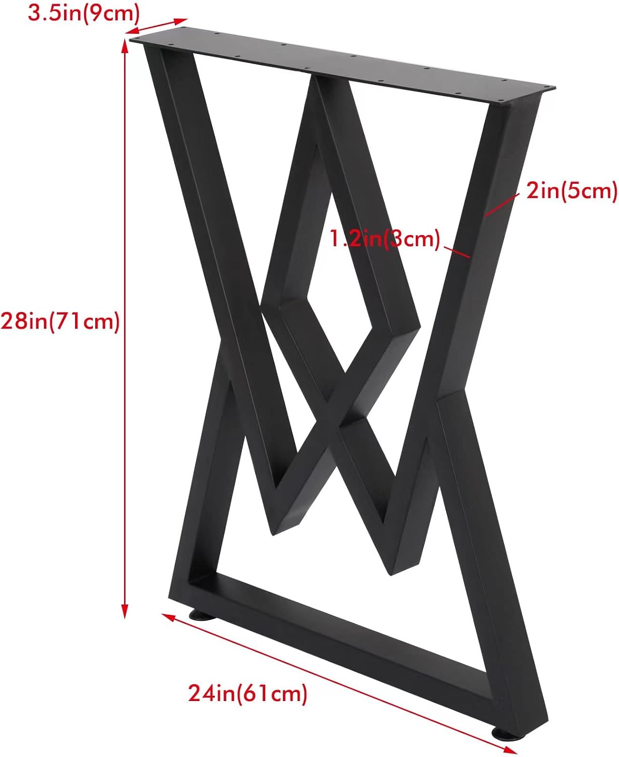 2PCS Metal Furniture Legs 28”Height 24”Wide,Black Cast Iron Coffee Table Legs,Rustic Decory Table Legs Triangle Shape Desk Legs DIY Furniture Bench, Dining Coffee Table