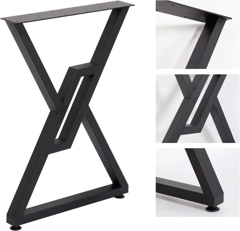 Metal Table Legs 2 Pack Heavy Duty Furniture Legs 28”Height 20”Wide Rustic Decory Square Tube Iron Desk Legs Office Table Legs Industrial Country Style Metal Dining Legs