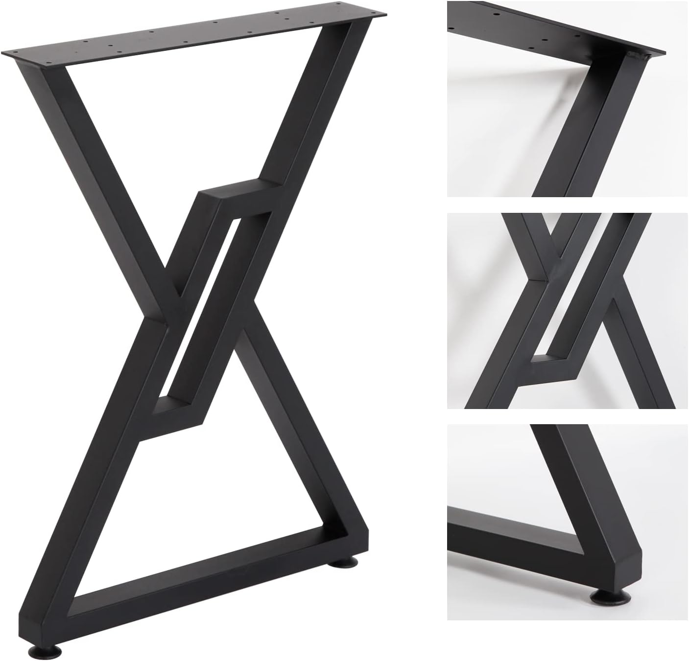 Metal Table Legs 2 Pack Heavy Duty Furniture Legs 28”Height 20”Wide Rustic Decory Square Tube Iron Desk Legs Office Table Legs Industrial Country Style Metal Dining Legs