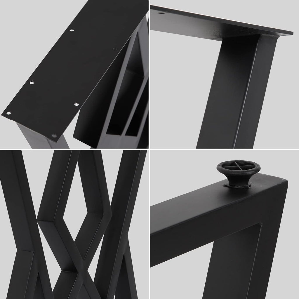 2PCS Metal Furniture Legs 28”Height 24”Wide,Black Cast Iron Coffee Table Legs,Rustic Decory Table Legs Triangle Shape Desk Legs DIY Furniture Bench, Dining Coffee Table