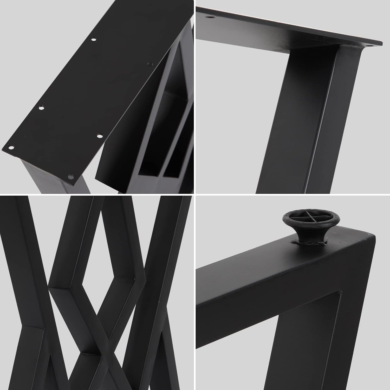 2PCS Metal Furniture Legs 28”Height 24”Wide,Black Cast Iron Coffee Table Legs,Rustic Decory Table Legs Triangle Shape Desk Legs DIY Furniture Bench, Dining Coffee Table