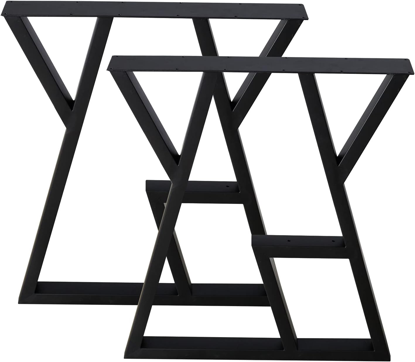 2 Pack Industrial Metal Furniture Legs 2 Tier 28” H x 24” W,DIY Decor Brackets Shelf,Coffee Dining Tables Legs,Desk Legs,Cocktail Table, Square Tube Leg Black