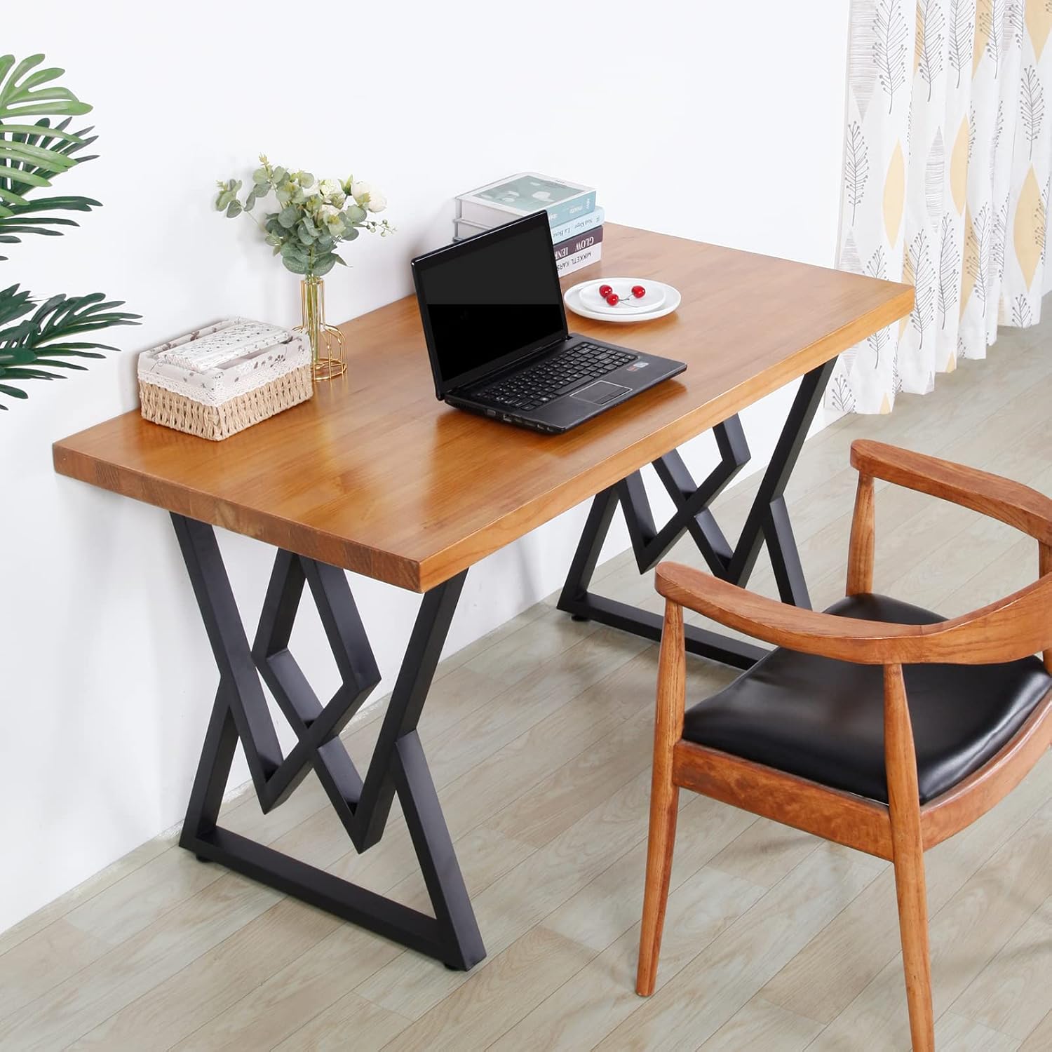 2PCS Metal Furniture Legs 28”Height 24”Wide,Black Cast Iron Coffee Table Legs,Rustic Decory Table Legs Triangle Shape Desk Legs DIY Furniture Bench, Dining Coffee Table