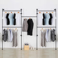 Industrial Pipe Clothes Rack, Heavy Duty Detachable Wall Mounted Black Iron Garment Bar, Clothing Store Display Stands Garment Rack Closet System (125.5 x 93.7inch)