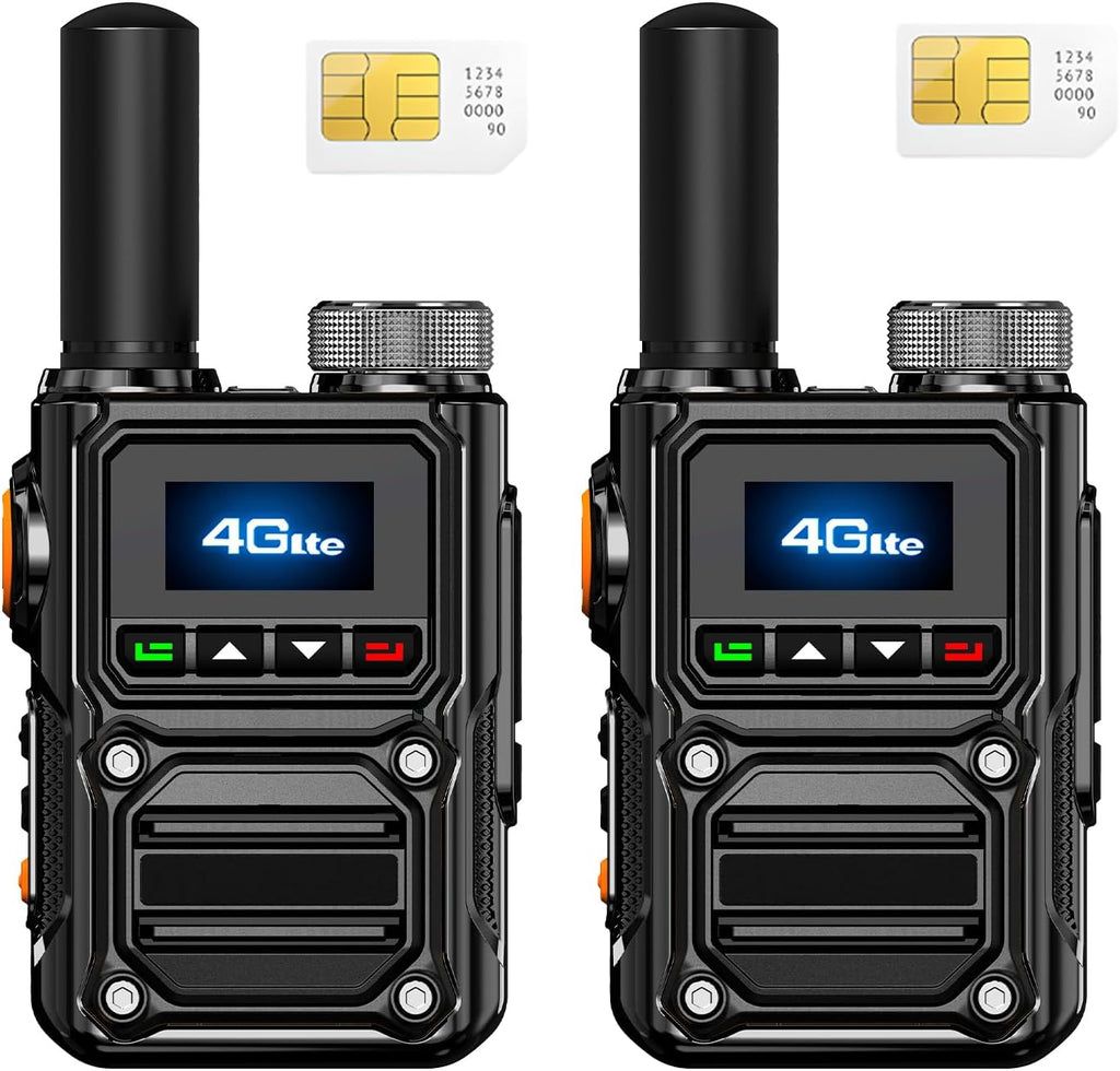 Global Walkie Talkies with SIM Cards 2-Pack - Unlimited Range Two-Way Intercoms with 5000mAh Rechargeable Battery - PoC Two Way Walkie-Talkie for Security, Outdoor Adventures & Travel Teams
