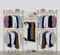 Industrial Pipe Clothing Rack Wall Mounted 5 Hanging Rods Garment Bar with Storage Shelf, Heavy Duty Metal Clothes Racks Closet System for Hanging Clothes Retail Display (Gold)