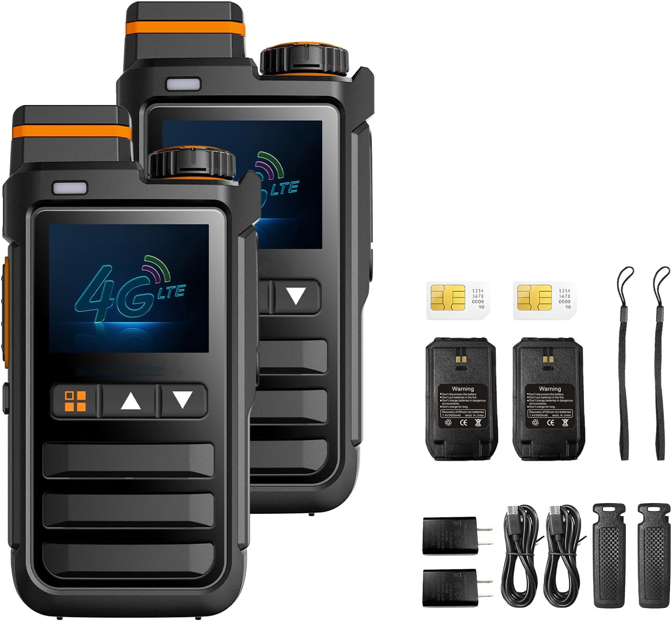 Global Rapid Walkie Talkie Unlimited Range POC Two Way Radios, Nationwide PTT Two Way Radios Long Distance for Security, Outdoor Adventures & Travel Teams,with SIM Cards, 2pcs