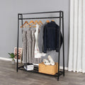 Clothing Garment Rack with Shelves, Metal Cloth Hanger Rack Stand Clothes Drying Rack for Hanging Clothes, Easy Assemble Clothing Rack for Bedroom or Boutiques(Black)