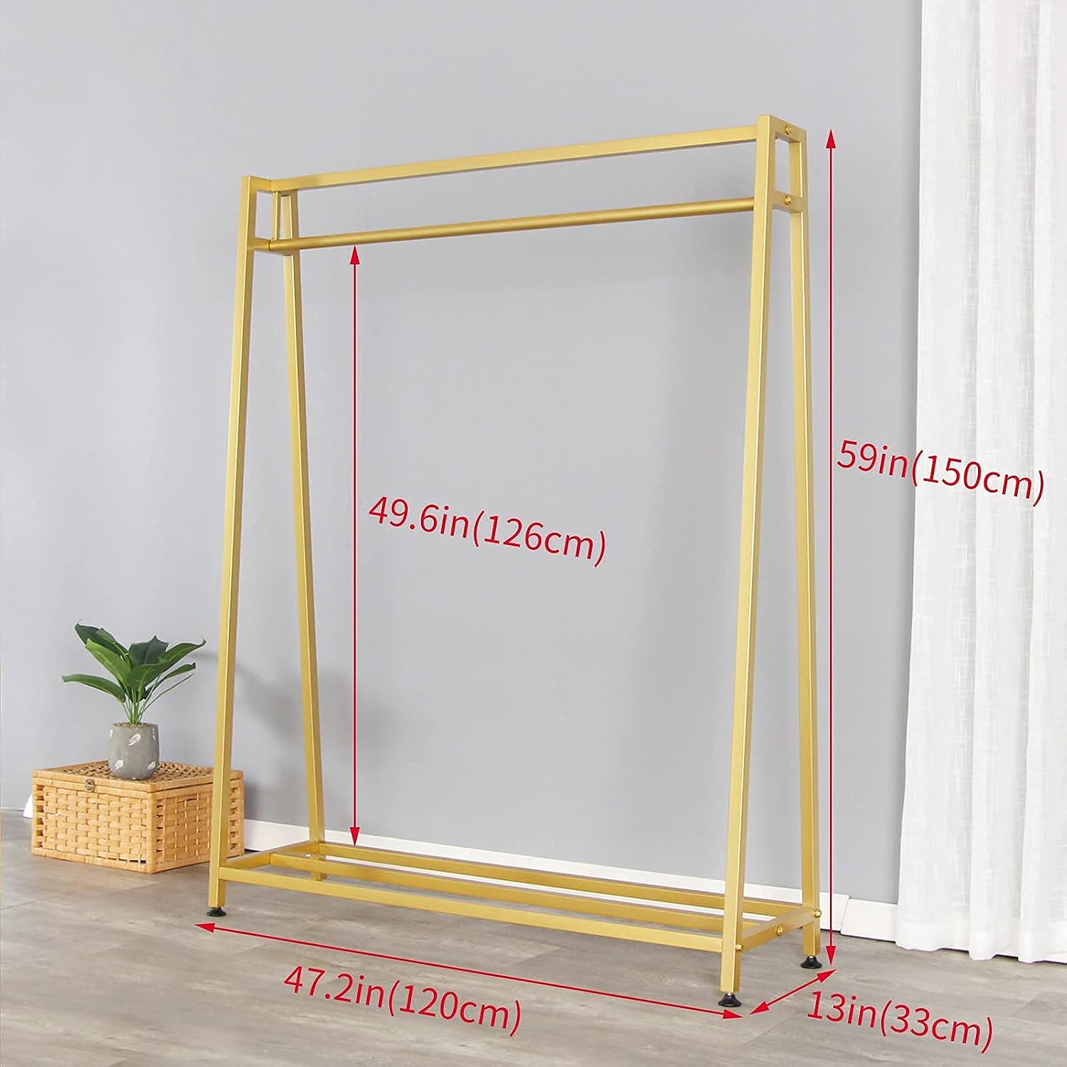 Clothing Garment Rack Metal Cloth Hanger Rack Stand Clothes Drying Rack for Hanging Clothes, Clothing Racks for Boutiques(Gold)