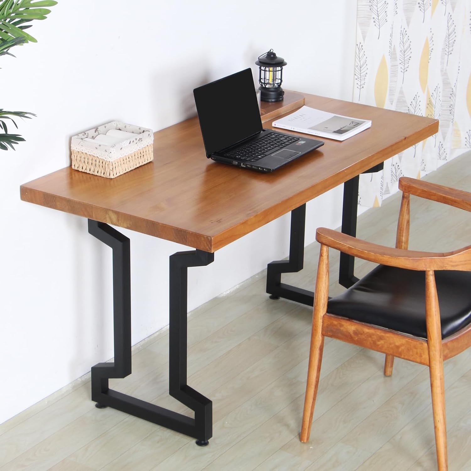 Metal Table Legs H28 x W17.7 Inch Heavy Duty Cast Iron Black Desk Legs DIY Coffee Table Legs, Office Table Legs Computer Desk Legs Country Style TableLegs, Set of 2