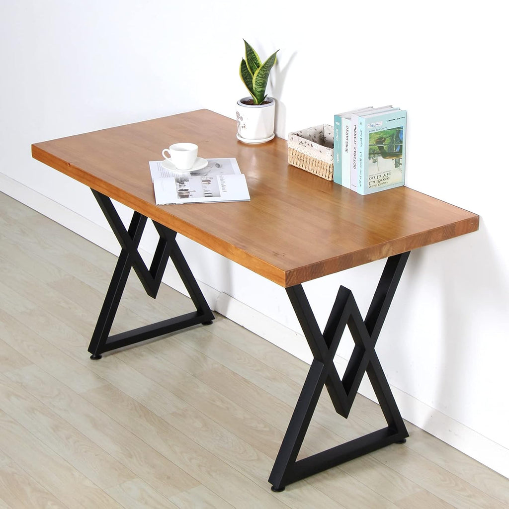 Metal Table Legs 28" X17.7" Cast Iron Bench Legs, Heavy Duty Metal Desk Legs Set of 2, Industrial Country Style Computer Table, Office Leg -Black