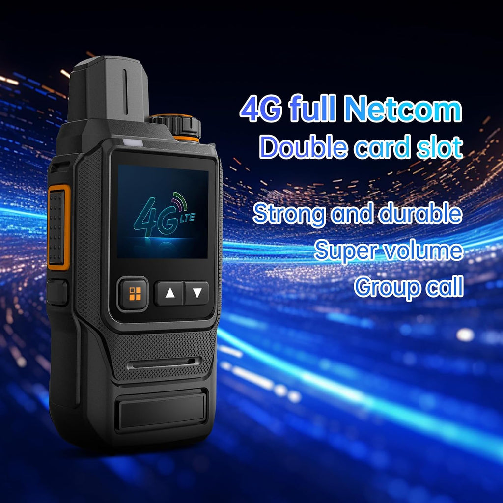 Global Walkie Talkies Unlimited Range Nationwide PTT 4G LTE PoC Two Way Radios Long Range - 5000mAh Type-C Battery with SIM Cards (2 Pack)