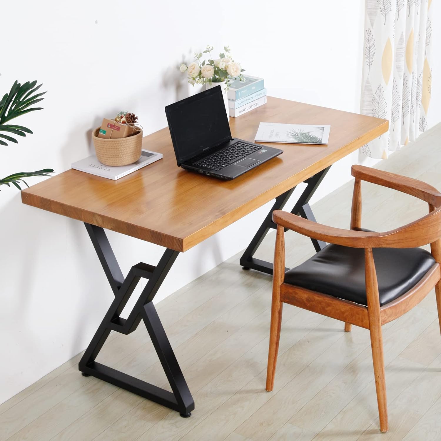Metal Table Legs 2 Pack Heavy Duty Furniture Legs 28”Height 20”Wide Rustic Decory Square Tube Iron Desk Legs Office Table Legs Industrial Country Style Metal Dining Legs