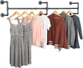 Clothes Rack Closet Rods for Hanging Clothes, Industrial Pipe Wall Mounted Garment Racks 73 in, Space-Saving Heavy Duty Hanging Cloth Rack for Closet Storage 6 Base