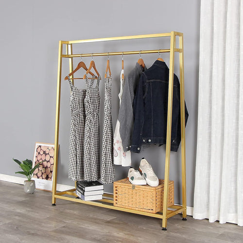 Clothing Garment Rack Metal Cloth Hanger Rack Stand Clothes Drying Rack for Hanging Clothes, Clothing Racks for Boutiques(Gold)