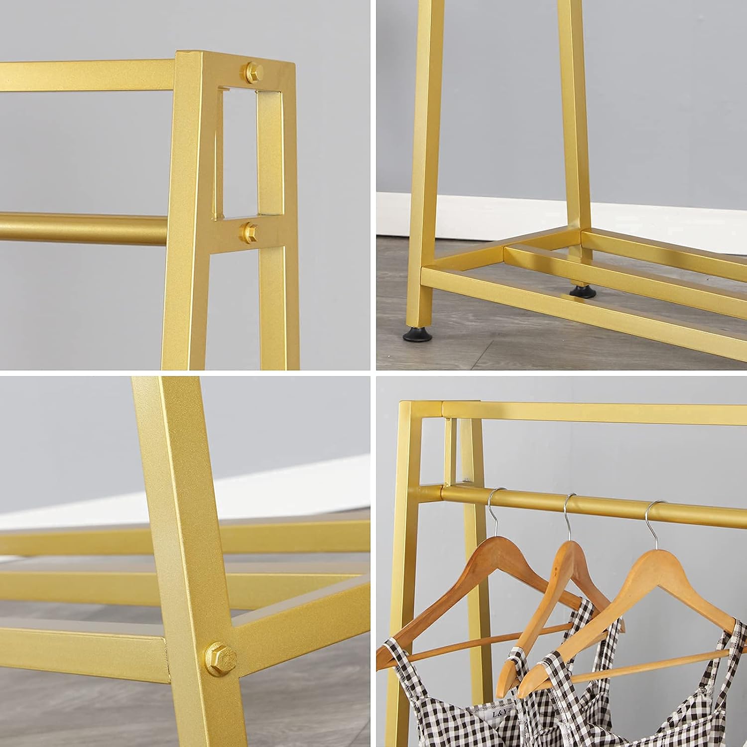Clothing Garment Rack Metal Cloth Hanger Rack Stand Clothes Drying Rack for Hanging Clothes, Clothing Racks for Boutiques(Gold)